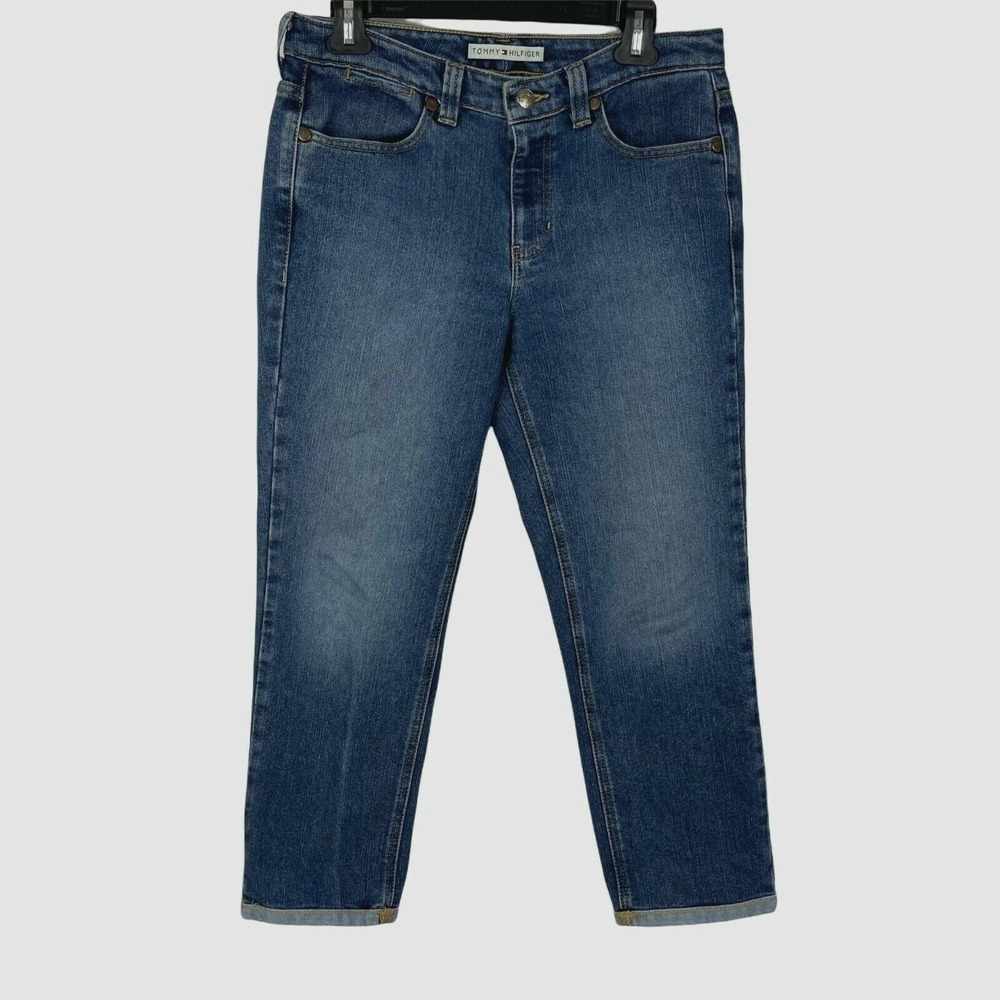 Tommy Hilfiger Jeans Hipster Cropped Women 6 Blue Medium Wash Denim